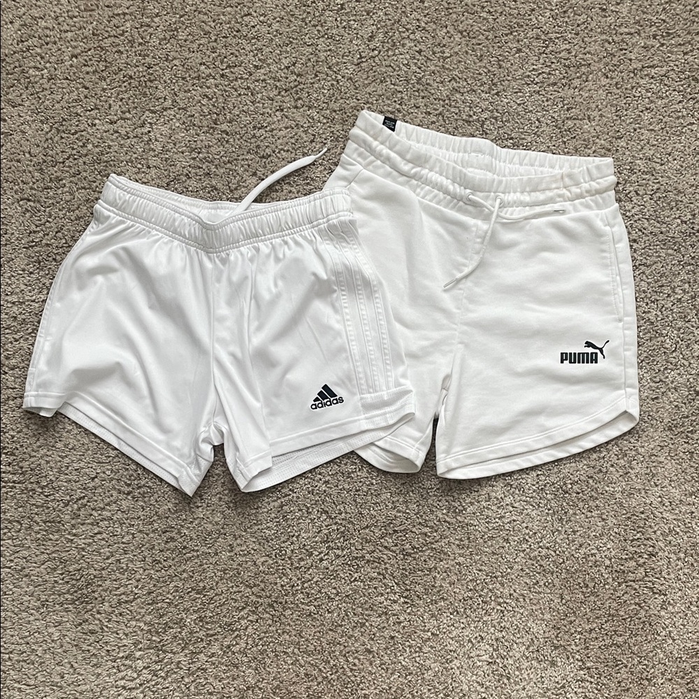 Puma and adidas Women's White Athletic Shorts